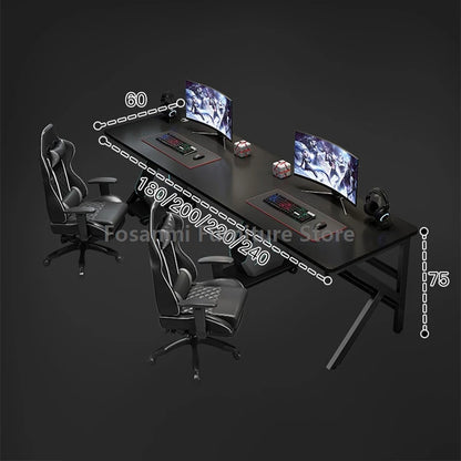 Large 2-Person Gamer PC Desk with K-Shaped Leg Modern Office Double Computer Desks Spacious Home Study Gaming Long Table for Two
