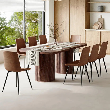 79" Dining Table Set for 8,Large Rectangular Dining Table Set for 8 with Cushioned Chairs,Modern Mid-Century Wood, Custom