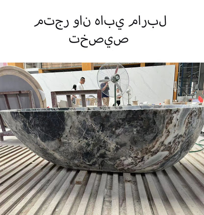 Custom Luxury Marble Bathtub-Hand Carved Solid Stone Bathtub, Independent Bathtub for Master Bathroom and Designed Centerpiece