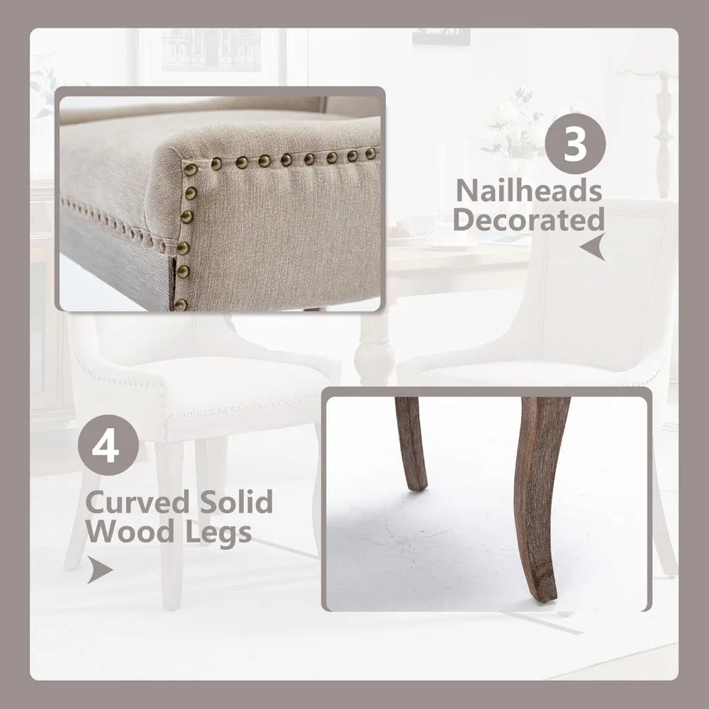 Modern Dining Chairs Set of 6, High Back Dining Chairs with Solid Wood Legs, Upholstered Fabric Dining Room Chairs
