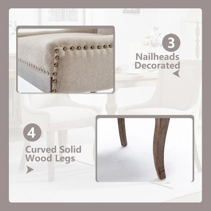 Modern Dining Chairs Set of 6, High Back Dining Chairs with Solid Wood Legs, Upholstered Fabric Dining Room Chairs