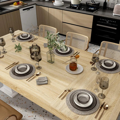 Large 78.7" L Dining Table for 8-10 People, Modern Wood Rectangular Kitchen Table Dinner Table with Pedestal Legs for Dining Ro