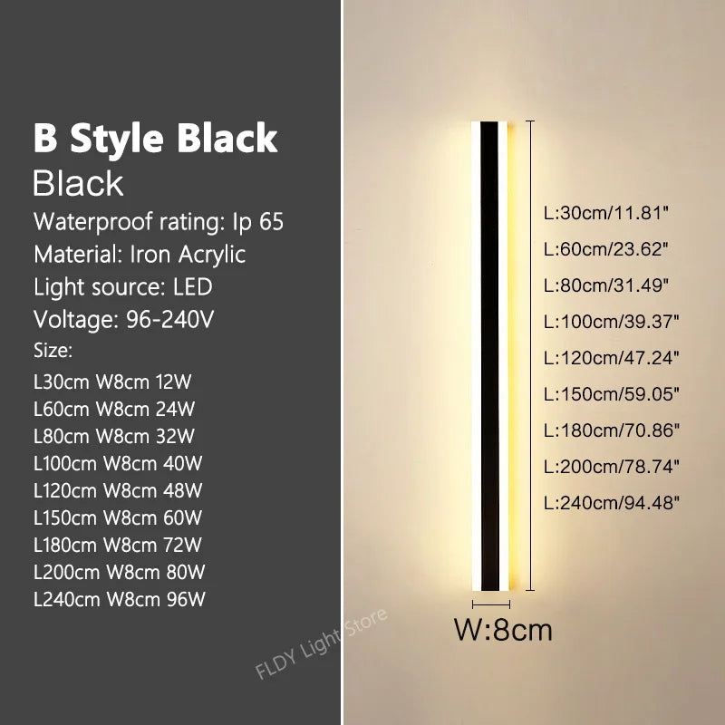 Wall Lamps Line Minimalist  Light Long Strip  Outdoor Waterproof Garden Decoration Villa Background Wall Garden Lights
