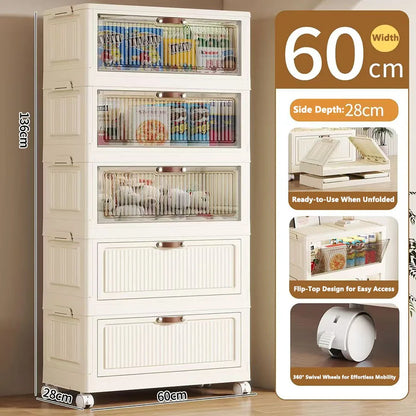 Multilayer Folding Storage Cabinet Multifunction Dustproof Wardrobe Easy-to-Install Closet Organizer for Sundries Locker