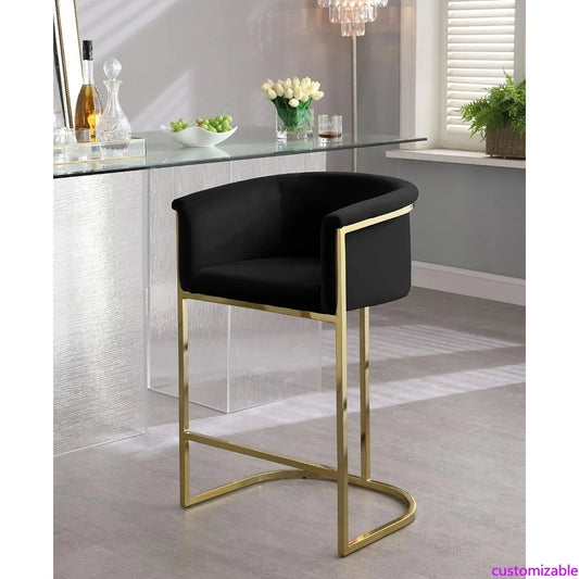 Modern Velvet Upholstered Counter Height Stool from Donatella Collection  with Durable Steel Base