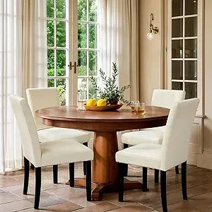 Dining Chairs Set of 4, Faux Leather Dining Room Chairs, Upholstered Parsons Chairs for Dining Room Kitchen Side Chair with Stu