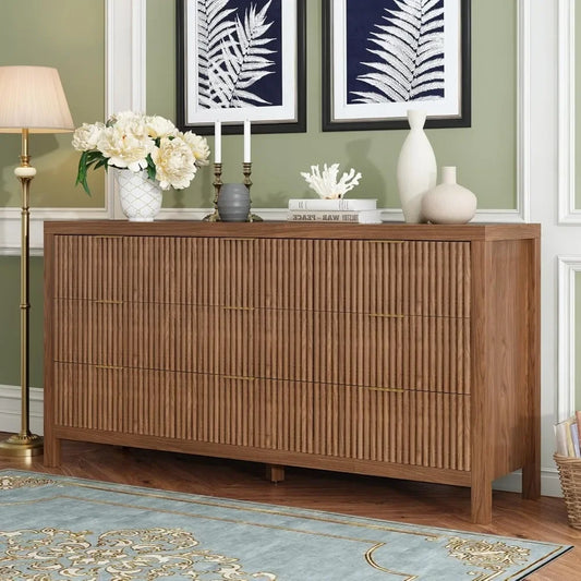 Storage Organizer Dresser with Solid Natural Wood Legs, Modern Large Chest, TV Stand, Mid Century Modern, 9 Drawers，Customized