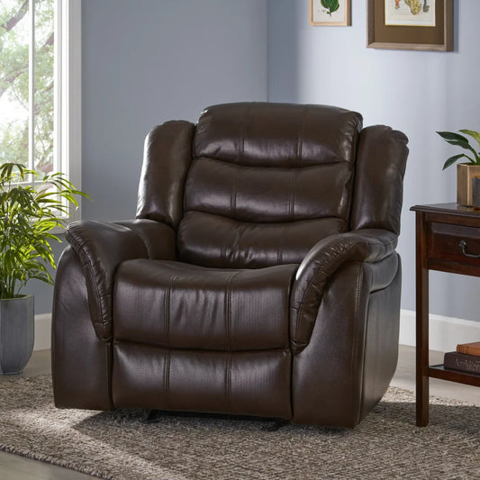 Classic Design, Dark Brown Plush Fabric, Glider Recliner