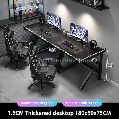 Large 2-Person Gamer PC Desk with K-Shaped Leg Modern Office Double Computer Desks Spacious Home Study Gaming Long Table for Two