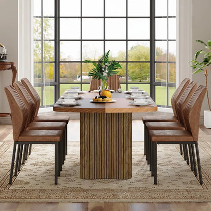 79" Dining Table Set for 8,Large Rectangular Dining Table Set for 8 with Cushioned Chairs,Modern Mid-Century Wood, Custom