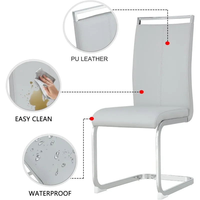 Modern 6-Seater Dining Set, Faux Marble Table & Gray Chairs for Dining Room