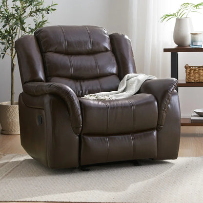 Classic Design, Dark Brown Plush Fabric, Glider Recliner