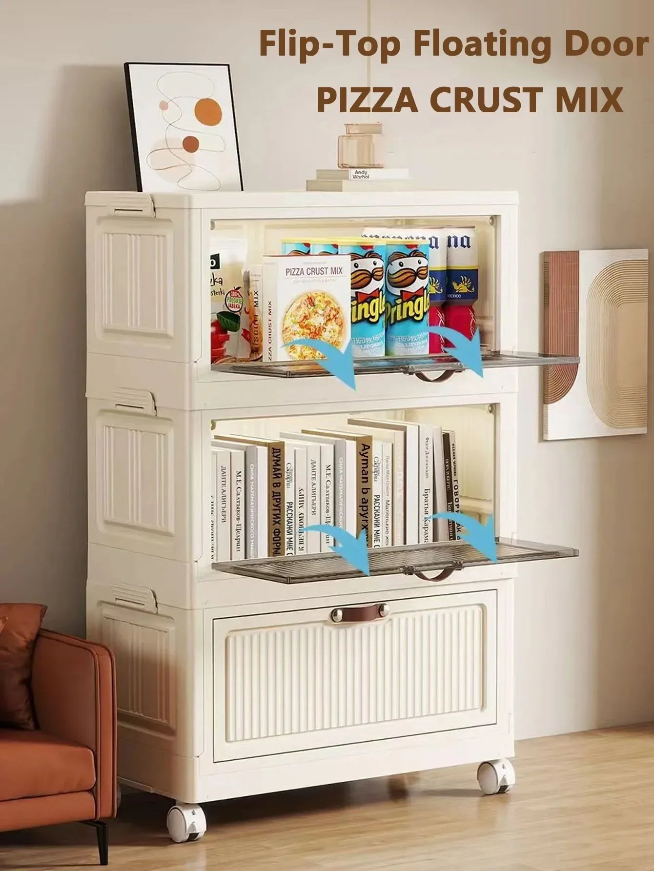 Multilayer Folding Storage Cabinet Multifunction Dustproof Wardrobe Easy-to-Install Closet Organizer for Sundries Locker