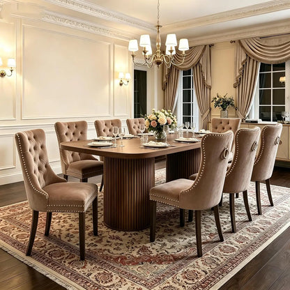 79" Dining Table Set for 8,Large Rectangular Dining Table Set for 8 with Cushioned Chairs,Modern Mid-Century Wood, Custom