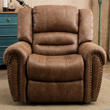 Leather Recliner Chair Manual Recliner Chair with Comfortable Arms and Back Single Sofa for Living Room