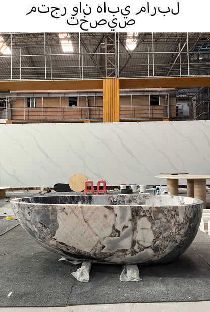Custom Luxury Marble Bathtub-Hand Carved Solid Stone Bathtub, Independent Bathtub for Master Bathroom and Designed Centerpiece
