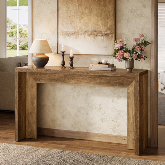Tribesigns 55-Inch Farmhouse Console Table, Wooden Couch Table Behind Sofa with Storage, Narrow Long Entryway Hallway Table