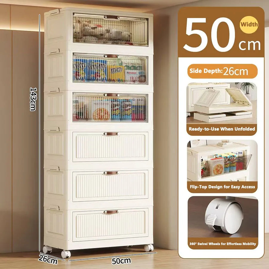 Multilayer Folding Storage Cabinet Multifunction Dustproof Wardrobe Easy-to-Install Closet Organizer for Sundries Locker