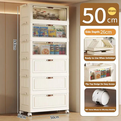 Multilayer Folding Storage Cabinet Multifunction Dustproof Wardrobe Easy-to-Install Closet Organizer for Sundries Locker