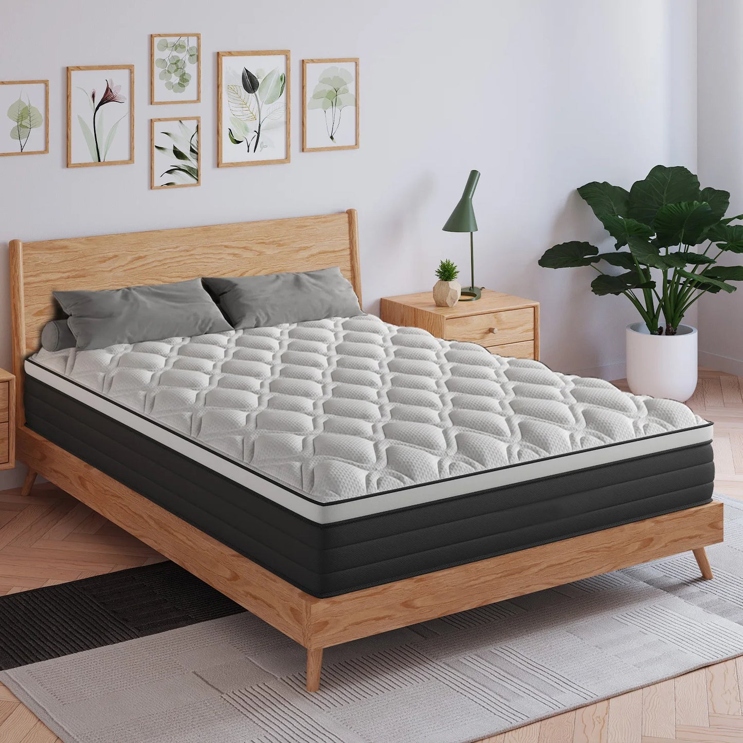 12"14" Gel Memory Foam Hybrid Pocket Spring Mattress Twin Full King Queen Bed Mattress In A Box, Medium Firm Motion Isolation