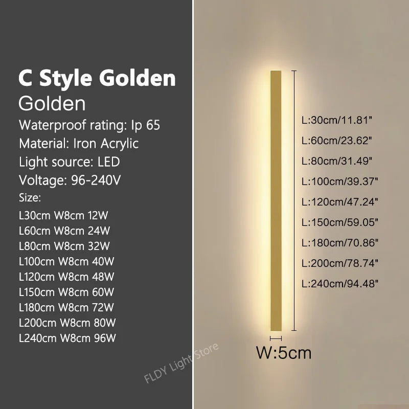 Wall Lamps Line Minimalist  Light Long Strip  Outdoor Waterproof Garden Decoration Villa Background Wall Garden Lights