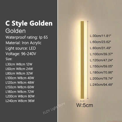 Wall Lamps Line Minimalist  Light Long Strip  Outdoor Waterproof Garden Decoration Villa Background Wall Garden Lights