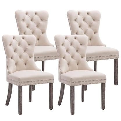 Velvet Dining Chairs Set of 4, Upholstered High-end Tufted Dining Room Chair with Nailhead Back Ring Pull Trim, Customized