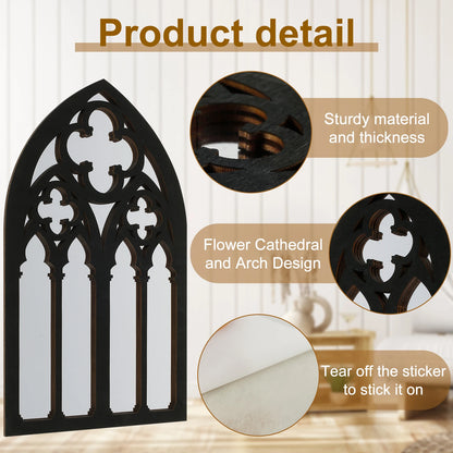 3-piece set of acrylic Gothic cathedral window mirrors Baroque home decoration wall mirrors suitable for living rooms