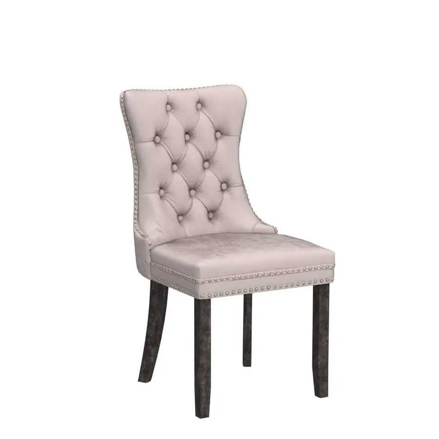 Velvet Upholstered Dining Chairs Set of 4 Ring Pull Trim Tufted Button Back Living Room Bedroom Kitchen, Customized