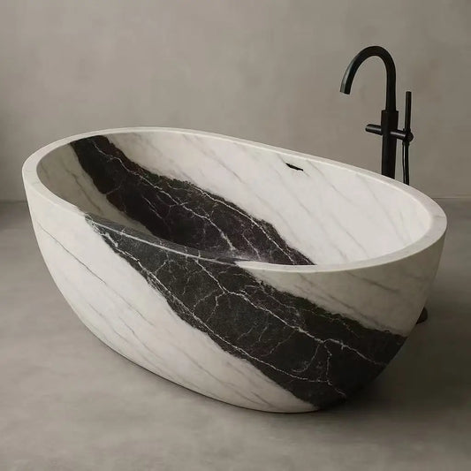 Custom Luxury Marble Bathtub-Hand Carved Solid Stone Bathtub, Independent Bathtub for Master Bathroom and Designed Centerpiece