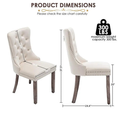 Velvet Upholstered Dining Chairs Set of 4 Ring Pull Trim Tufted Button Back Living Room Bedroom Kitchen, Customized