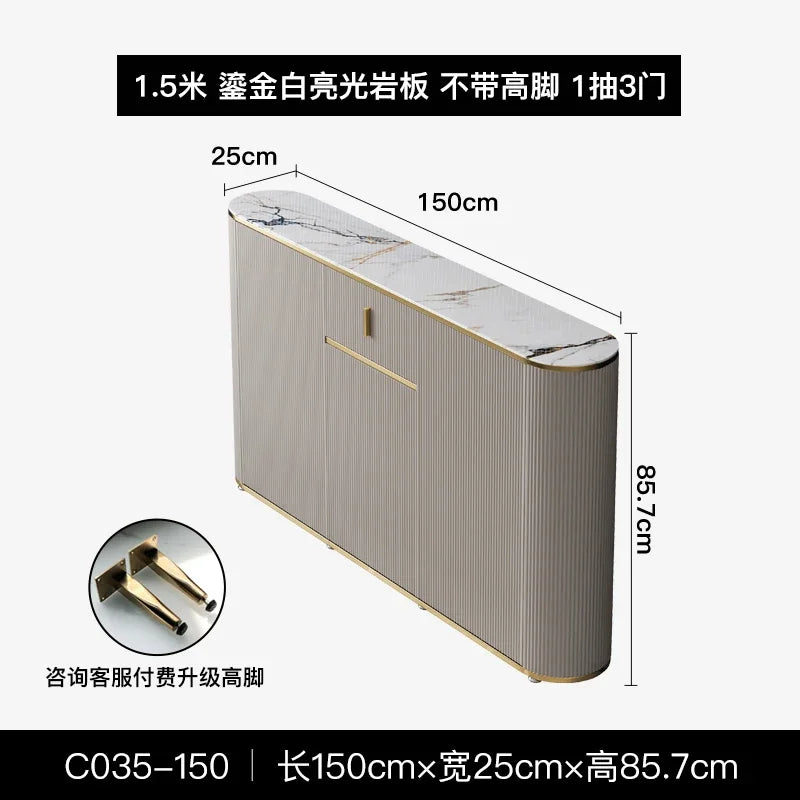 Ultra-thin dining side cabinet, light luxury style small apartment, entrance cabinet, modern simple rock slab living room
