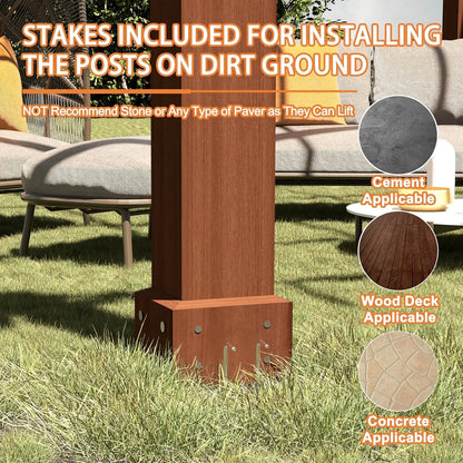 12 x16 FT Wooden Pergola,Cedar Wood Gazebo with Flat Roof,Outdoor Garden Shelter with Stakes Included,Patio,Deck, Backyard, Lawn