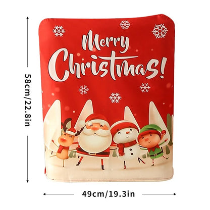 1PC Christmas Chair Back Cover Red Classic Christmas Pattern Merry Christmas For Restaurant Hotel Holiday Party Decoration