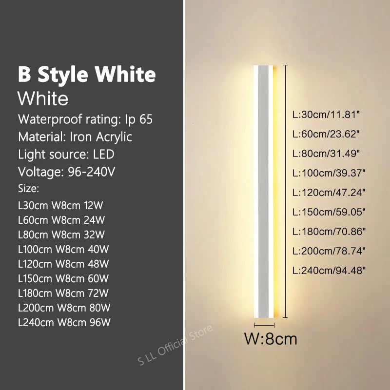 Modern Modern Waterproof outdoor Long Strip LED wall lamps IP65 Aluminum Wall Light Garden porch Sconce Lights 110V 220V wall washer
