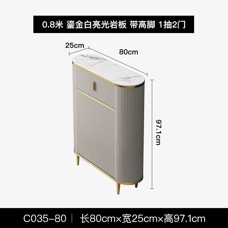 Ultra-thin dining side cabinet, light luxury style small apartment, entrance cabinet, modern simple rock slab living room