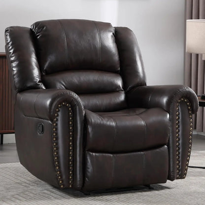 Leather Recliner Chair Manual Recliner Chair with Comfortable Arms and Back Single Sofa for Living Room