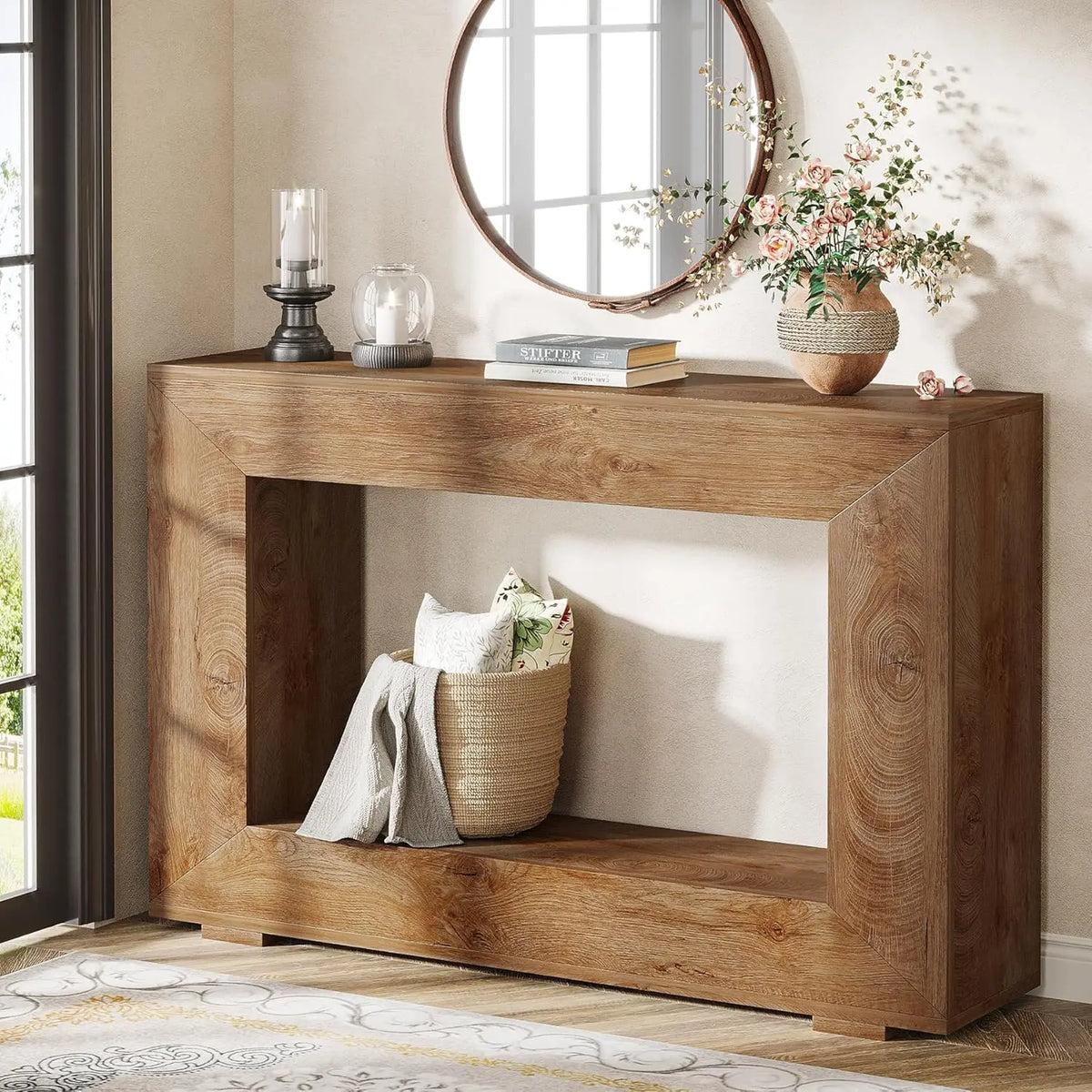 Tribesigns 47" Farmhouse Console Table with Storage, Industrial Hallwa ...