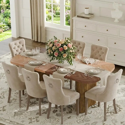 79" Dining Table Set for 8,Large Rectangular Dining Table Set for 8 with Cushioned Chairs,Modern Mid-Century Wood, Custom