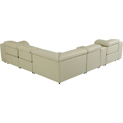 6 Piece Top Grain Italian Leather Sectional Sofa with 3-Power Recliners, Adjustable Headrest, Lumbar