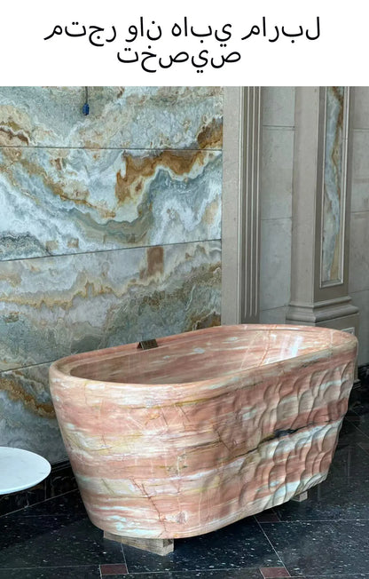 Custom Luxury Marble Bathtub-Hand Carved Solid Stone Bathtub, Independent Bathtub for Master Bathroom and Designed Centerpiece
