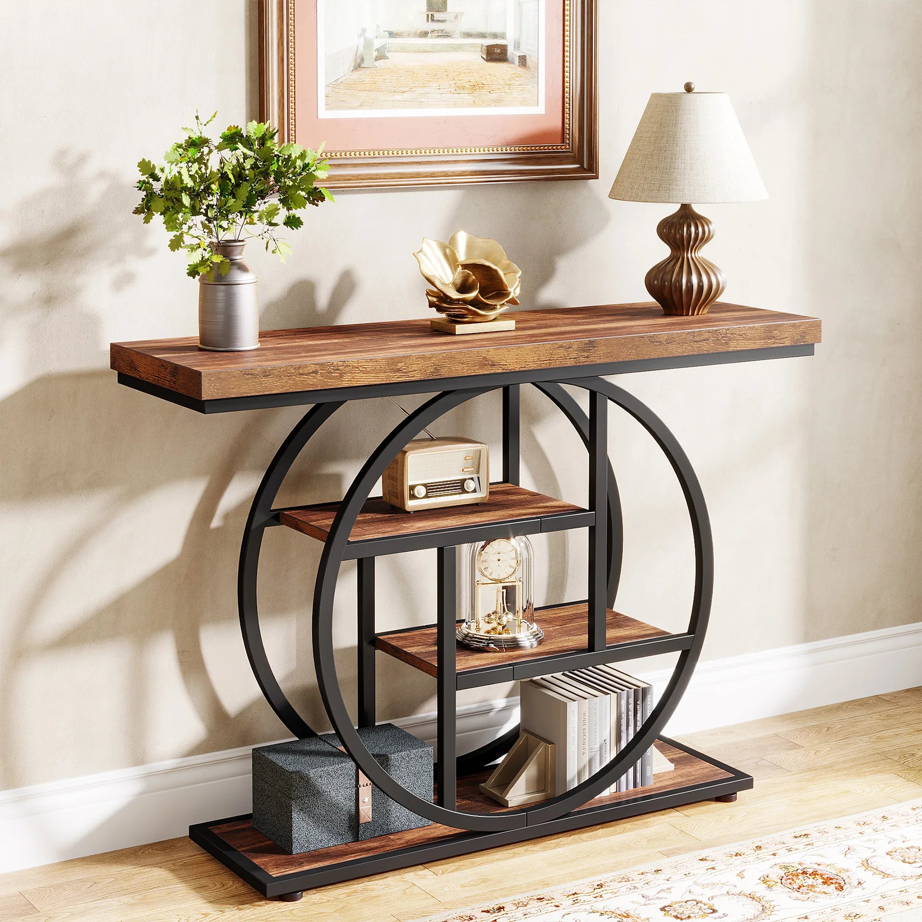 Console Table, 4-Tier Entryway Table, 41.3-Inch Industrial Sofa Table ...