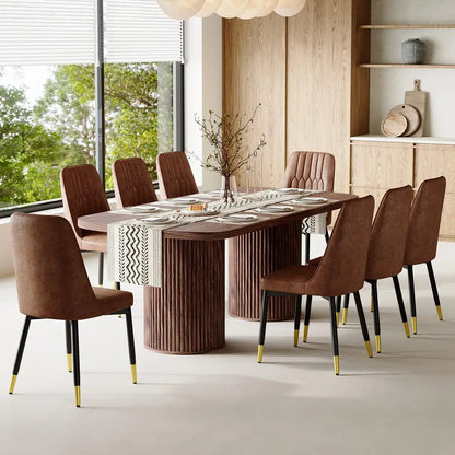 79" Dining Table Set for 8,Large Rectangular Dining Table Set for 8 with Cushioned Chairs,Modern Mid-Century Wood, Custom