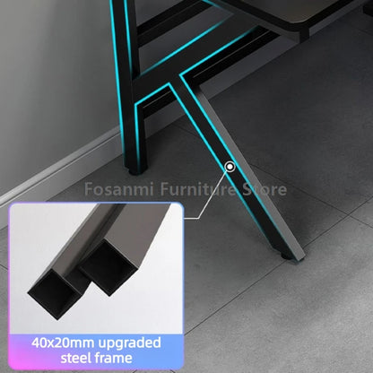 Large 2-Person Gamer PC Desk with K-Shaped Leg Modern Office Double Computer Desks Spacious Home Study Gaming Long Table for Two