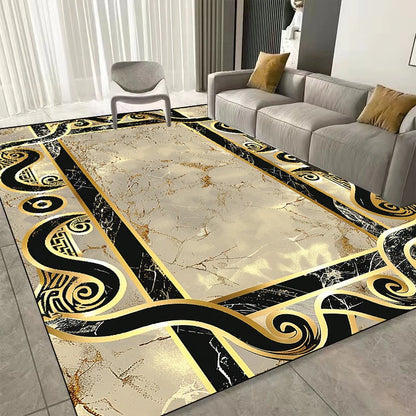 Modern Golden Frame Luxury Carpet Washable Lounge Rug Large Area Living Room Sofa Decoration Rug Bedroom Decor Bedside Floor Mat