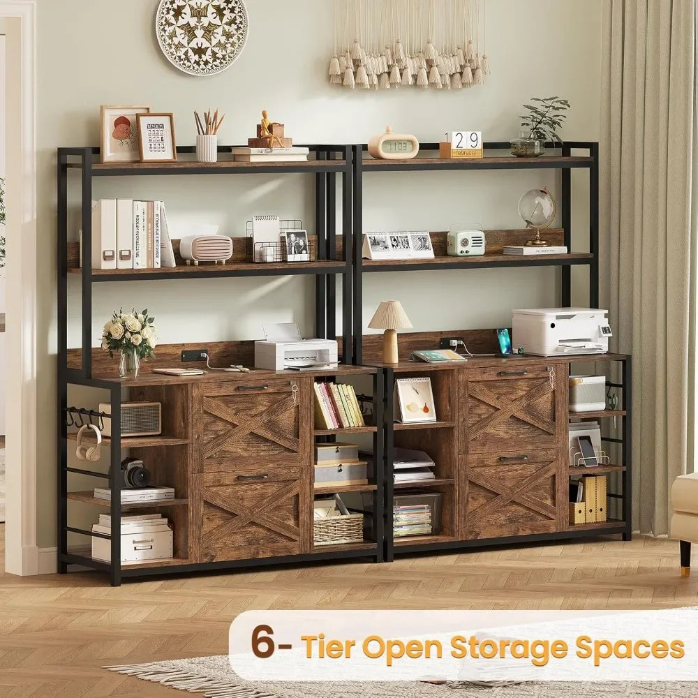 File Cabinet, Filing Cabinet fits Legal/Letter/A4 Size, 2 Drawer Filing Cabinets for Home Office with Lock, Power Strip