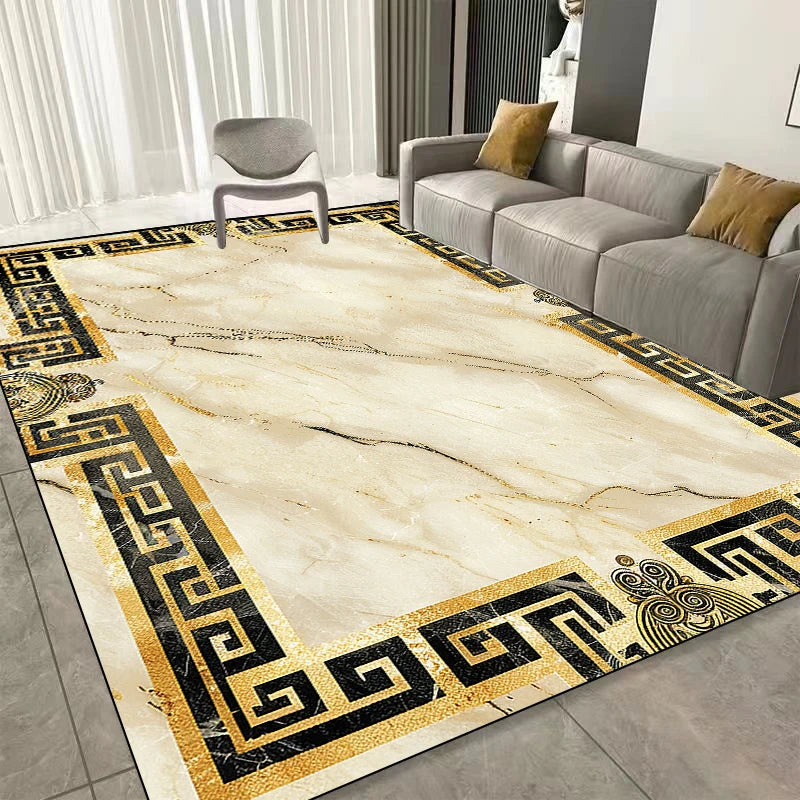 Modern Golden Frame Luxury Carpet Washable Lounge Rug Large Area Living Room Sofa Decoration Rug Bedroom Decor Bedside Floor Mat