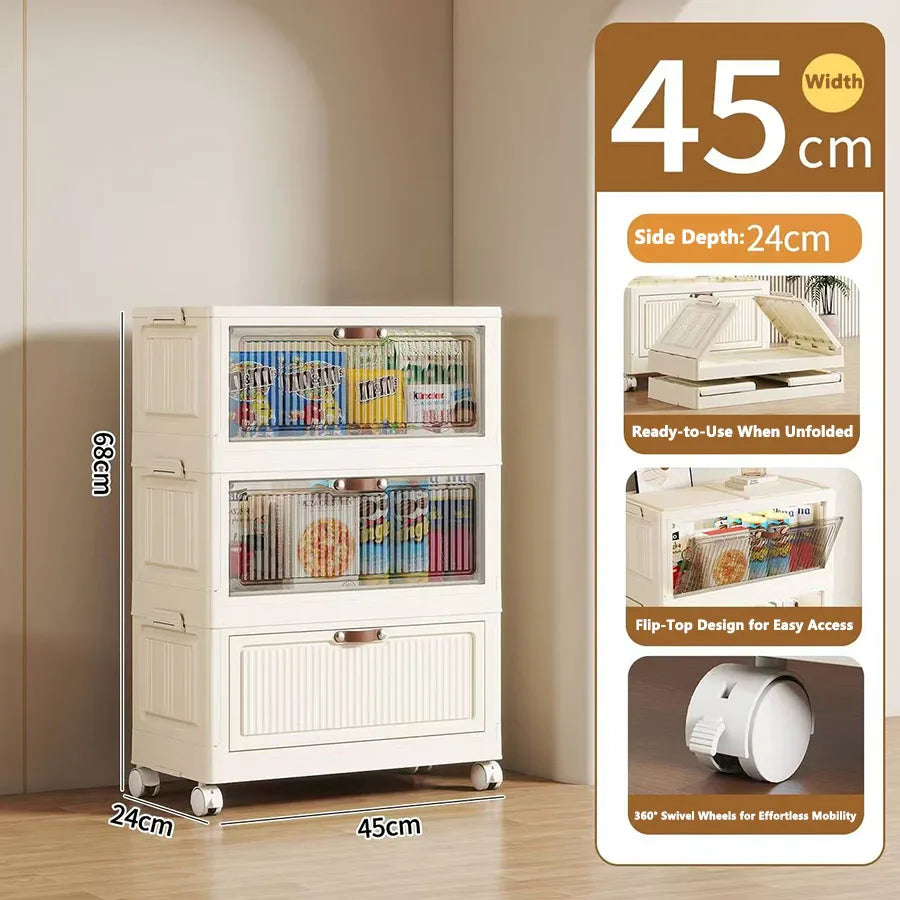 Multilayer Folding Storage Cabinet Multifunction Dustproof Wardrobe Easy-to-Install Closet Organizer for Sundries Locker