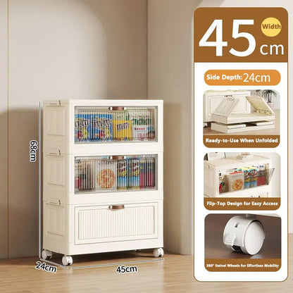 Multilayer Folding Storage Cabinet Multifunction Dustproof Wardrobe Easy-to-Install Closet Organizer for Sundries Locker