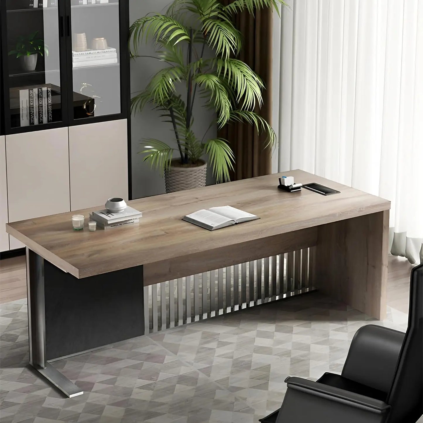 63in Modern Executive Office Desk Computer Writing Desk for Home Office Business Furniture Desk Workstation Stainless Steels